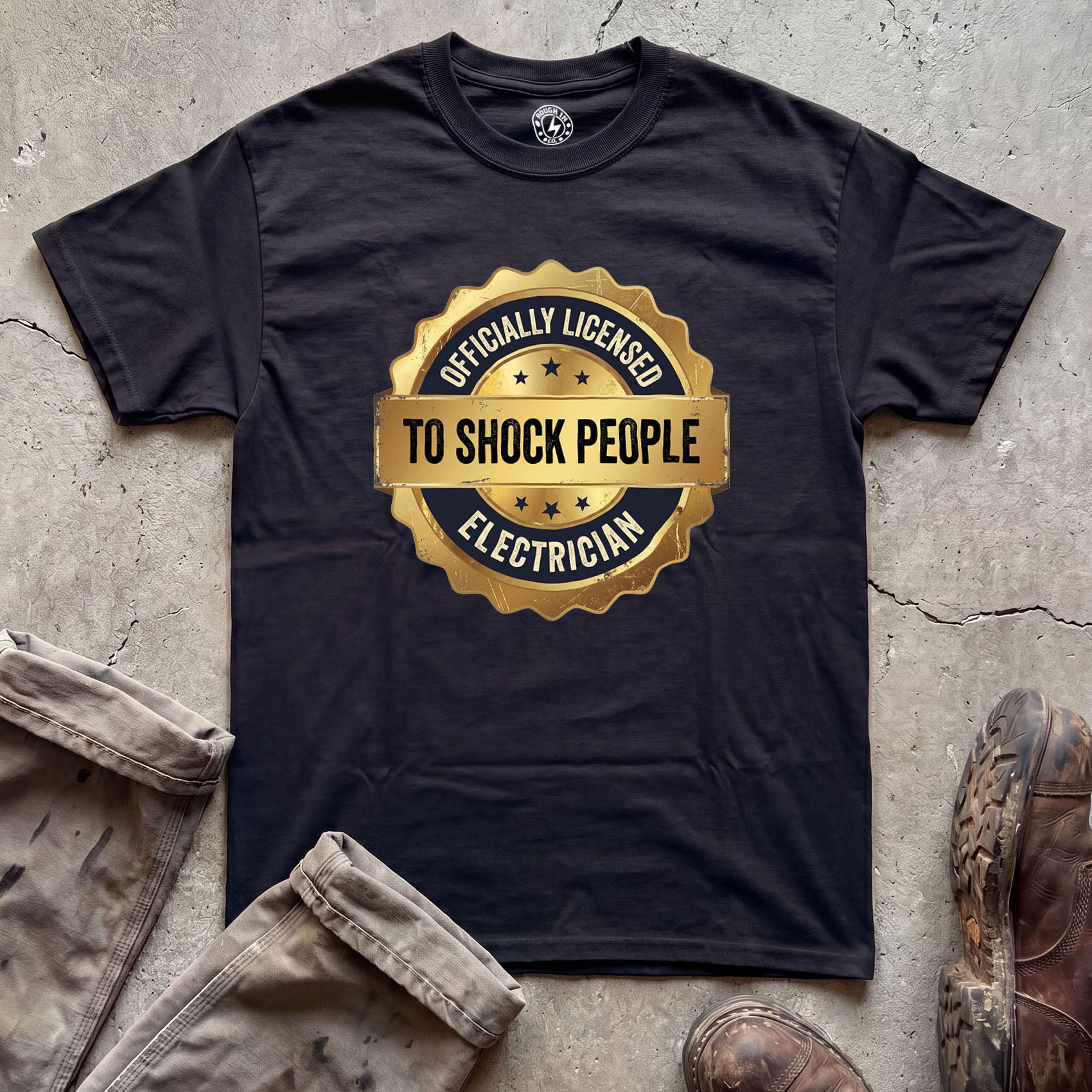 Officially Licensed to Shock People Badge T-Shirt
