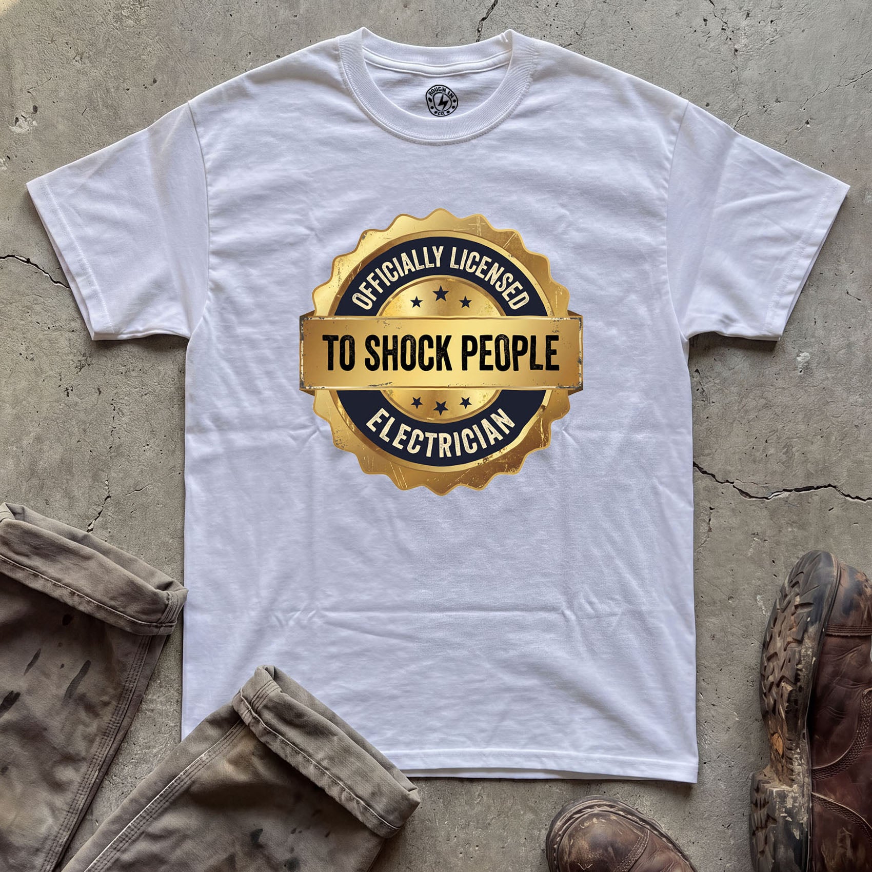 Officially Licensed to Shock People Badge T-Shirt