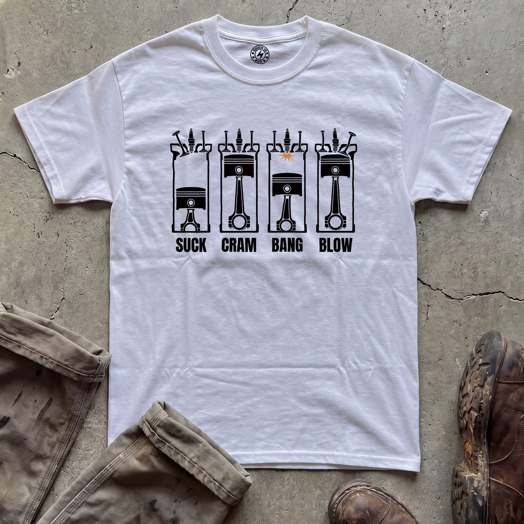 Suck Cram Bang Blow Engine Pistons T-Shirt