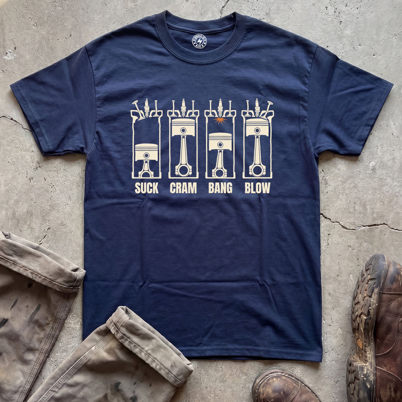 Suck Cram Bang Blow Engine Pistons T-Shirt