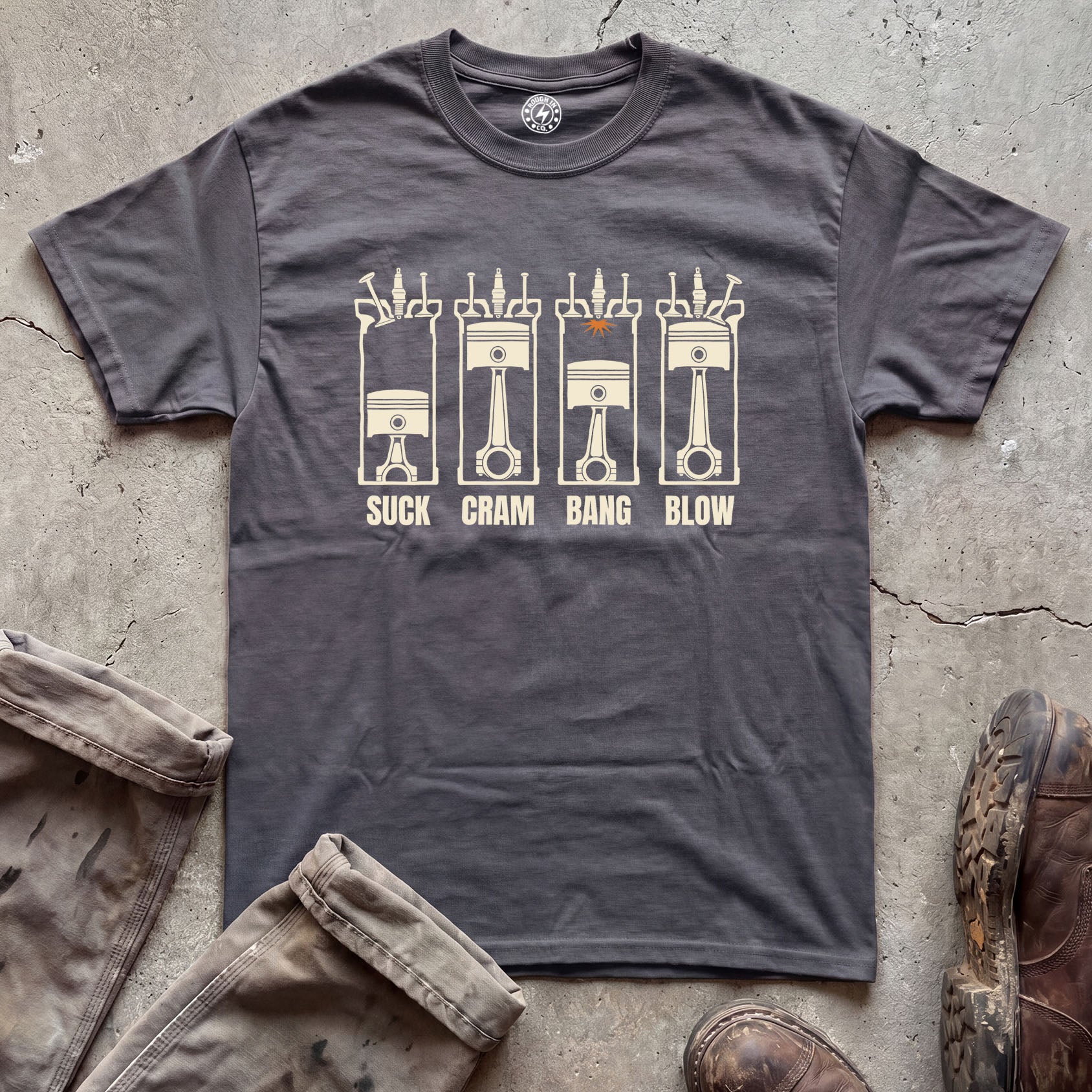 Suck Cram Bang Blow Engine Pistons T-Shirt