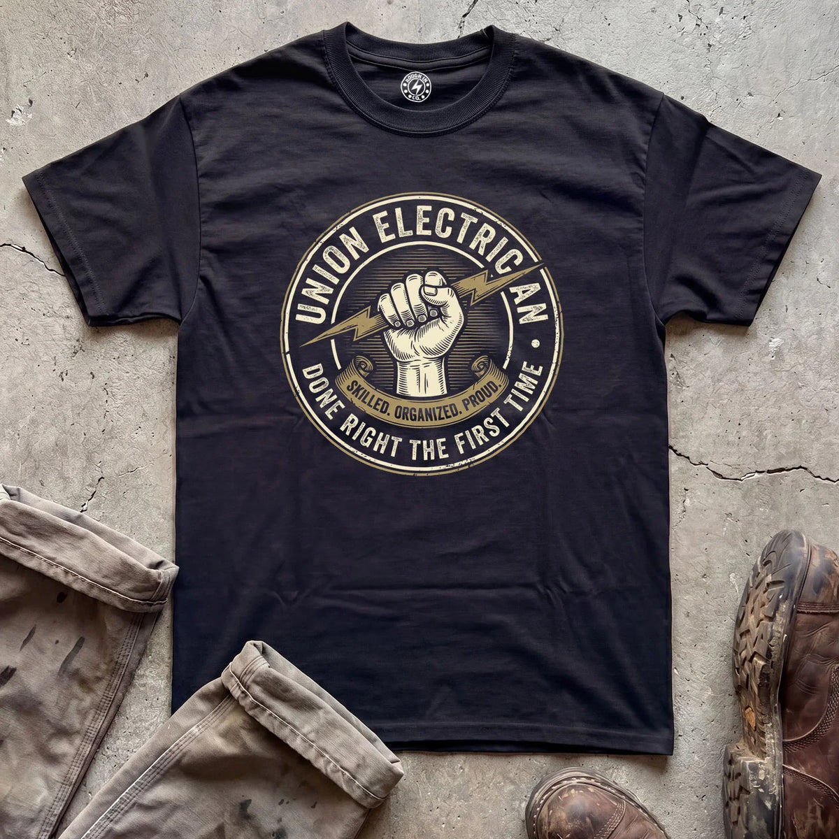 Union Electrician Badge T-Shirt
