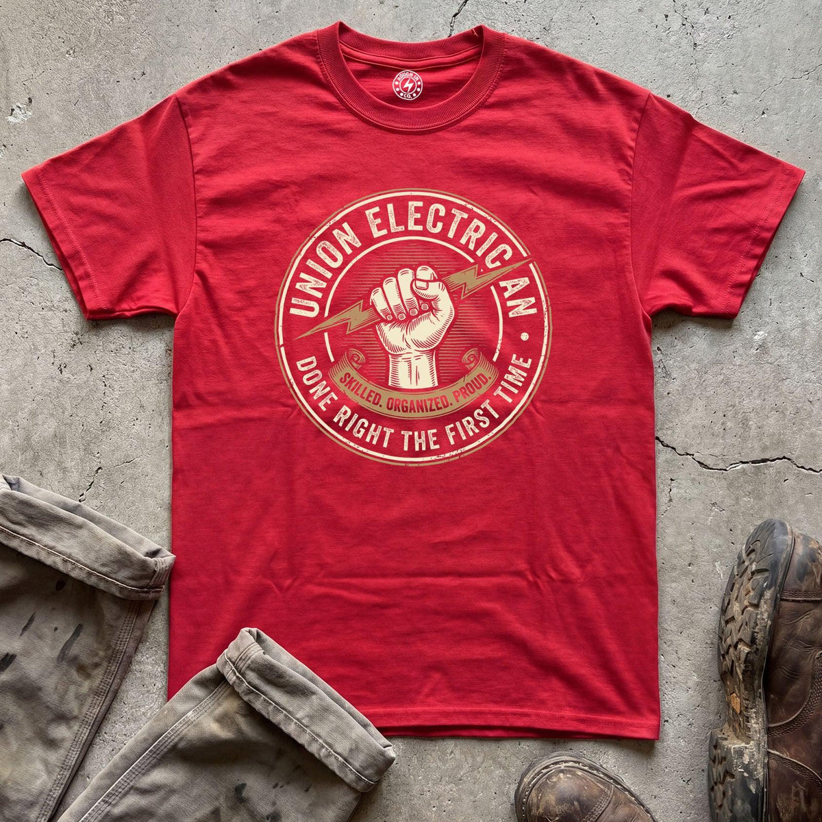 Union Electrician Badge T-Shirt