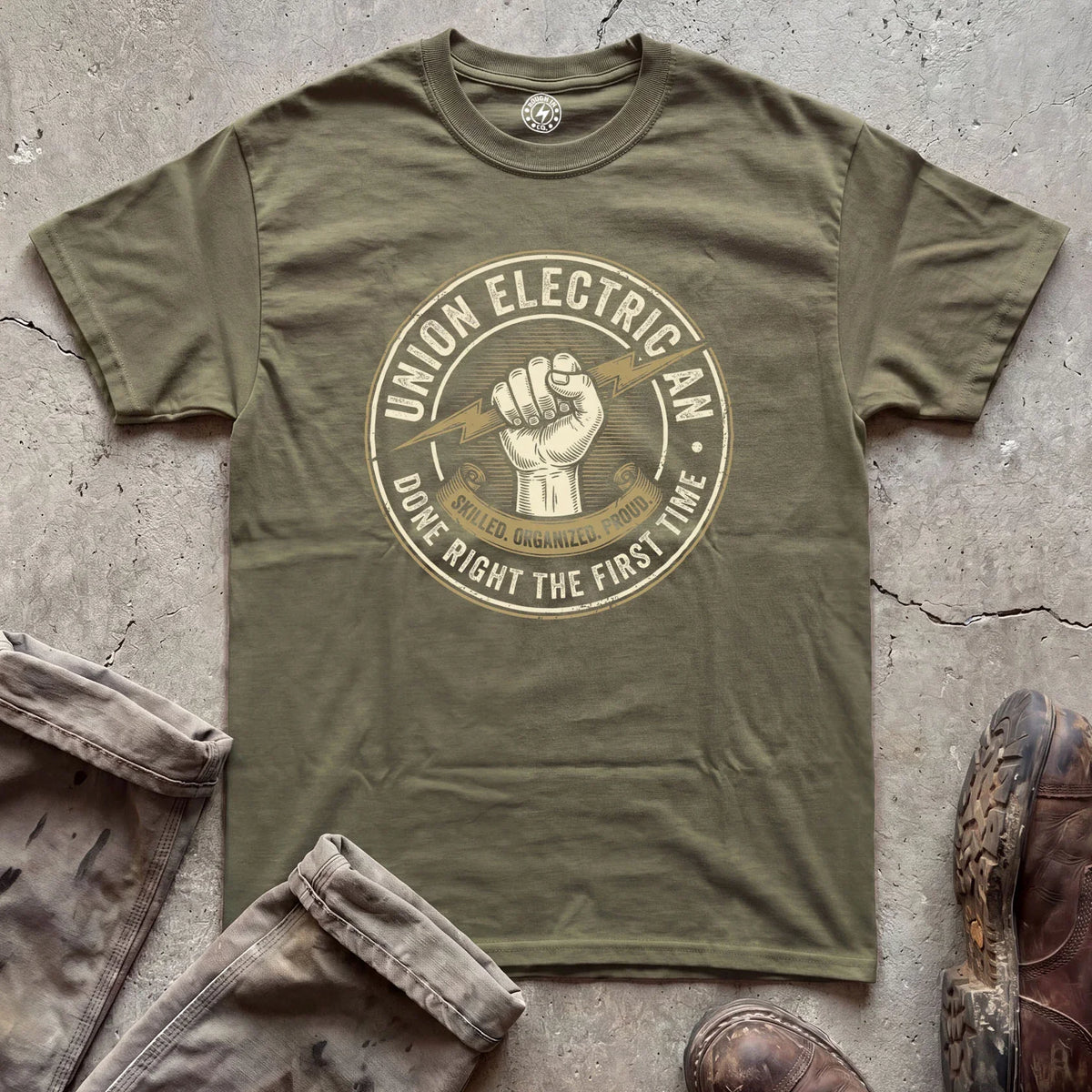 Union Electrician Badge T-Shirt