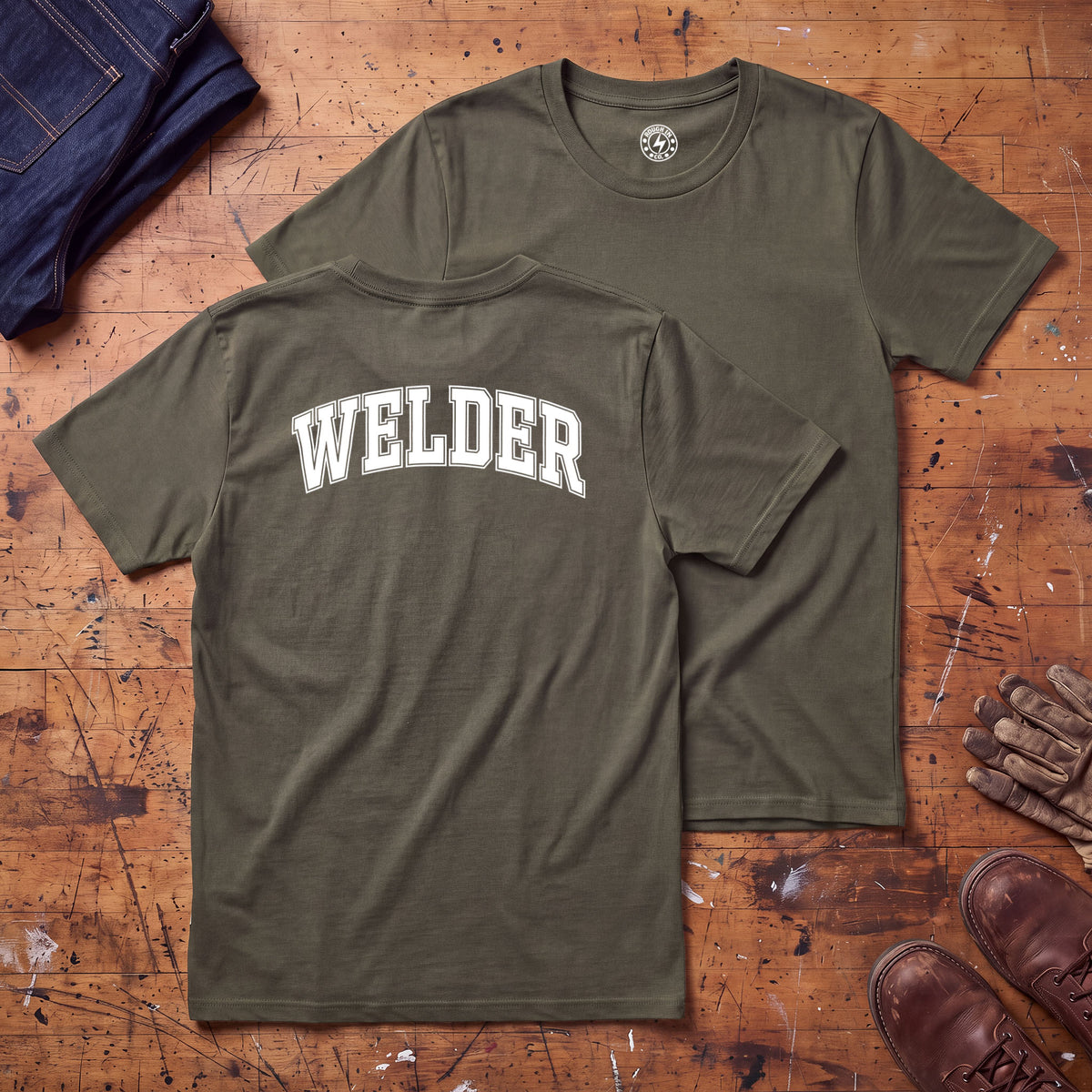 Welder Varsity T-Shirt - Printed on Back