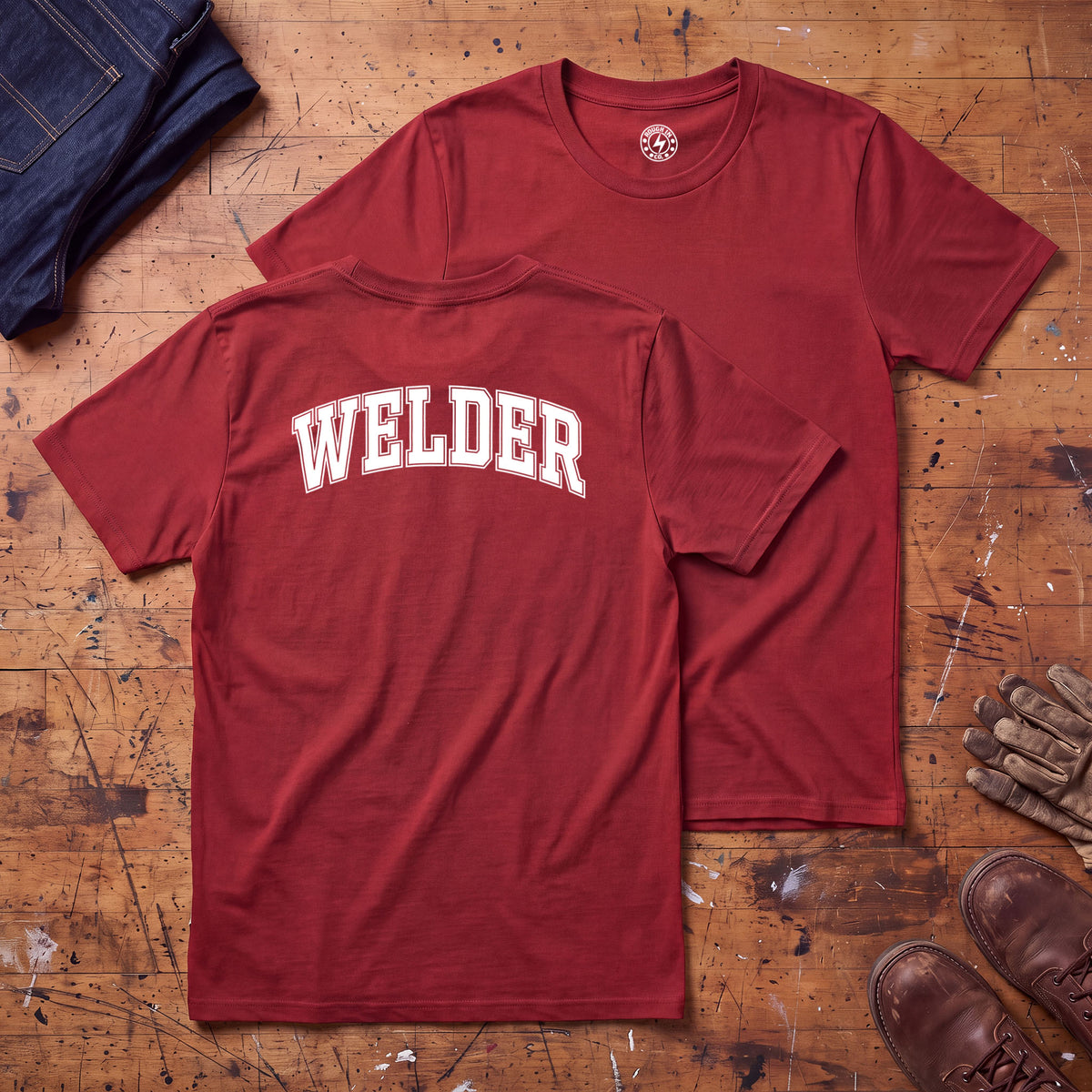 Welder Varsity T-Shirt - Printed on Back